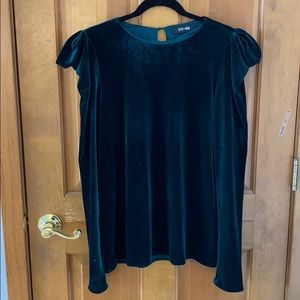Hunter green velvet top long sleeve